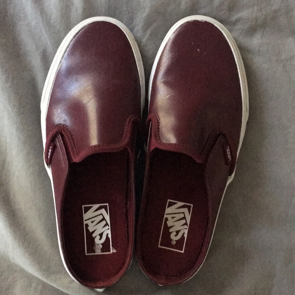 Burgundy leather slip ons